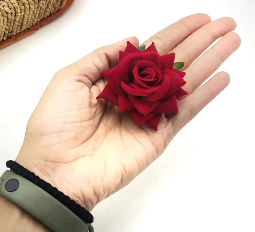 SATYAM KRAFT 12 Pcs Artificial Velvet Rose Flowers | Fake Floral Decoration for Ganesh chaturthi, Home, Janmashtami,DIY Craft, Room Decor, Festival & Gift Items